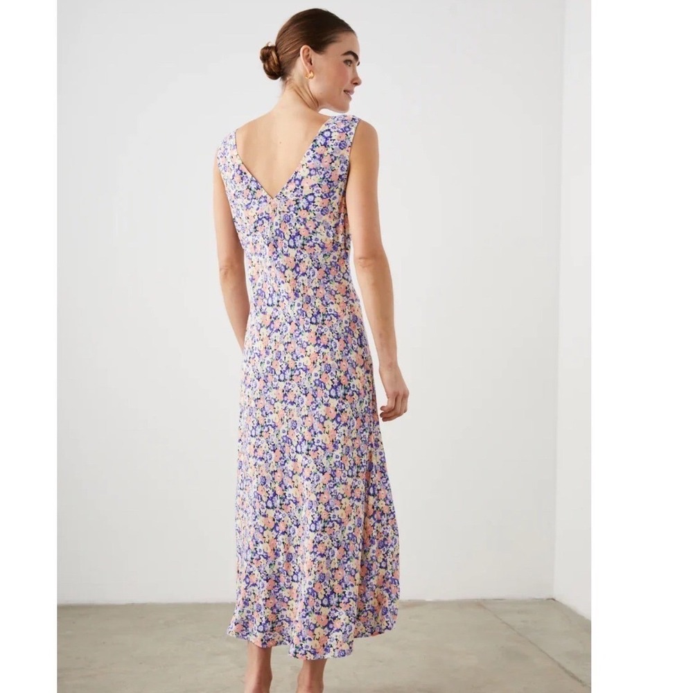 Rails Audrina V-Neck Sleeveless Asymmetric Midi floral Cottagecore print Sz M - Picture 2 of 7